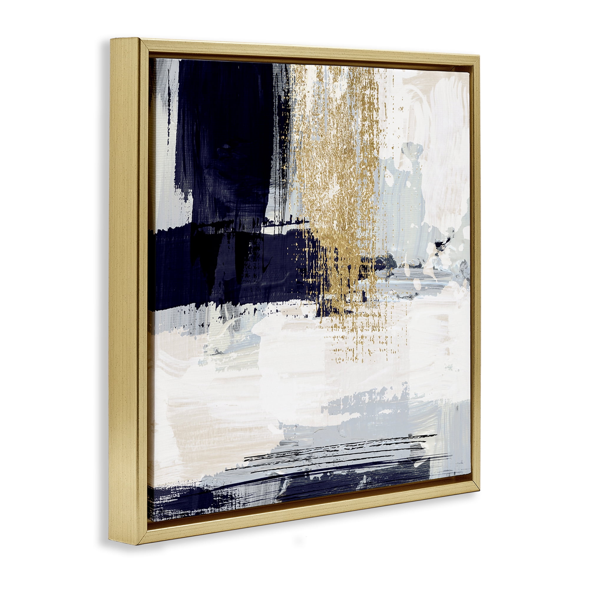 Stupell Industries Gold Accented Abstract Abstract Painting Gold Floater Framed Canvas Art Print Wall Art, 25 x 25