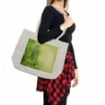 thumbnail image 2 of Spa Shopping Bag, Green Nature Bamboos with Other Tree Braches and Bushes Image, Eco-Friendly Reusable Bag for Groceries Beach and More, 15.5" X 14.5", Cream, by Ambesonne, 2 of 2
