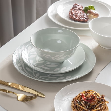MAINSTAYS EMELIE 12-PIECE STONEWARE DINNERWARE SET GREEN