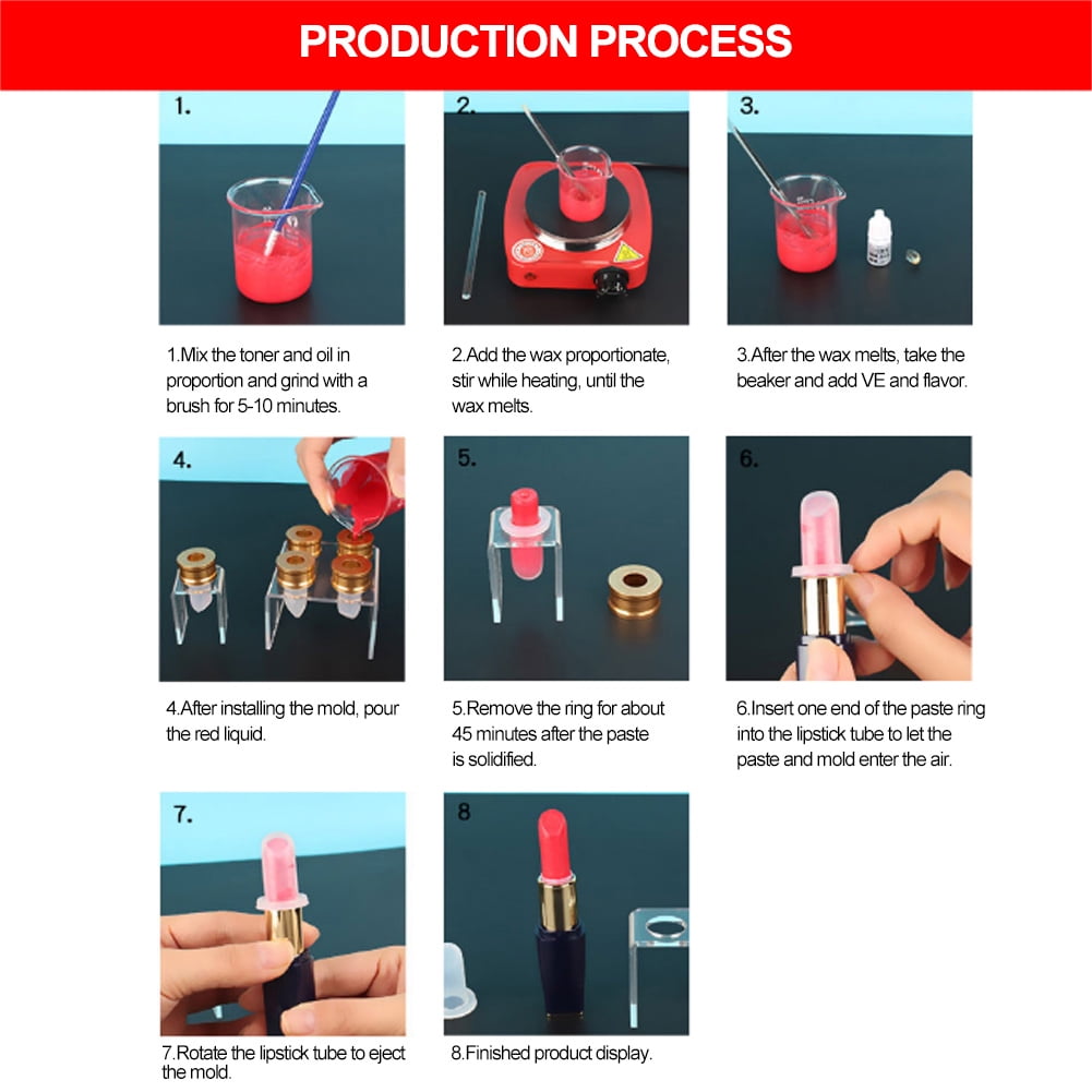 DIY Lipstick  Lipstick Cosmetics Filling Tube Homemade Lip Balm Silicone Mould Circle Crafts Tool Kit For 12.1MM