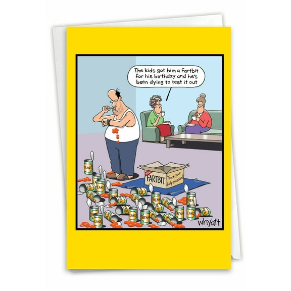 NobleWorks Funny Birthday Greeting Card w/ 5x7 Envelope (1 Card), for Men, Women, Bday Fartbit C9323BDG