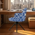thumbnail image 3 of ZIATUBLES Classical Flower Pattern Polyester Stretchable Dining Room Chair Slipcovers Washable Removable Swivel Curved Back Chair Protector Cover for Home Living Room Decor, 3 of 7