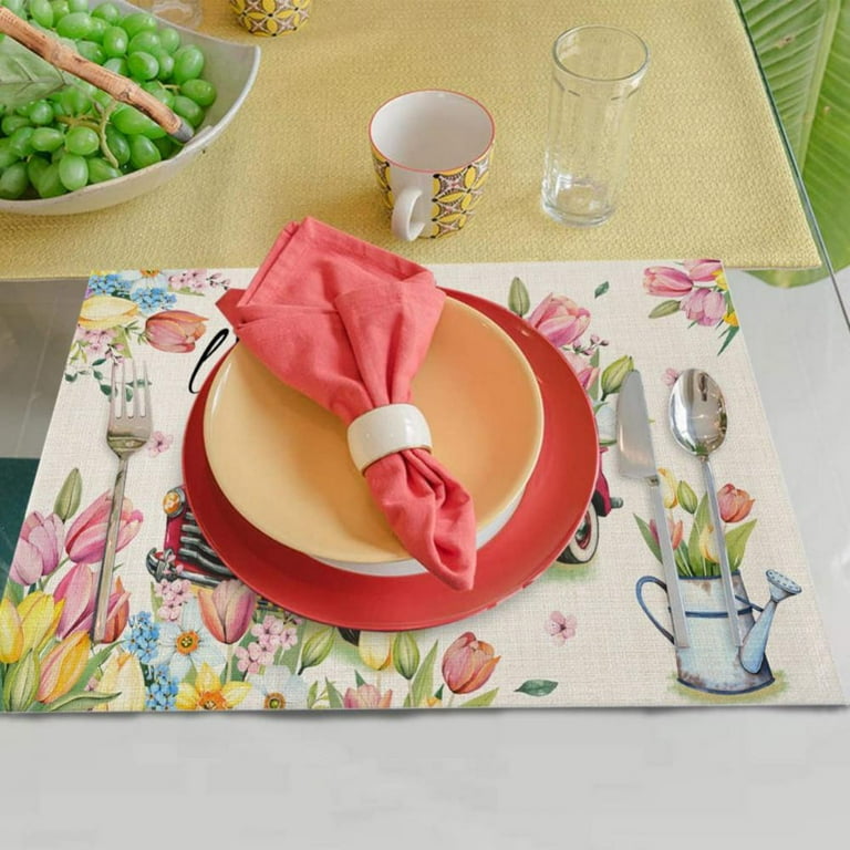 Placemats Set of 4 for PVC Dining Table Woven Vinyl Non-Slip