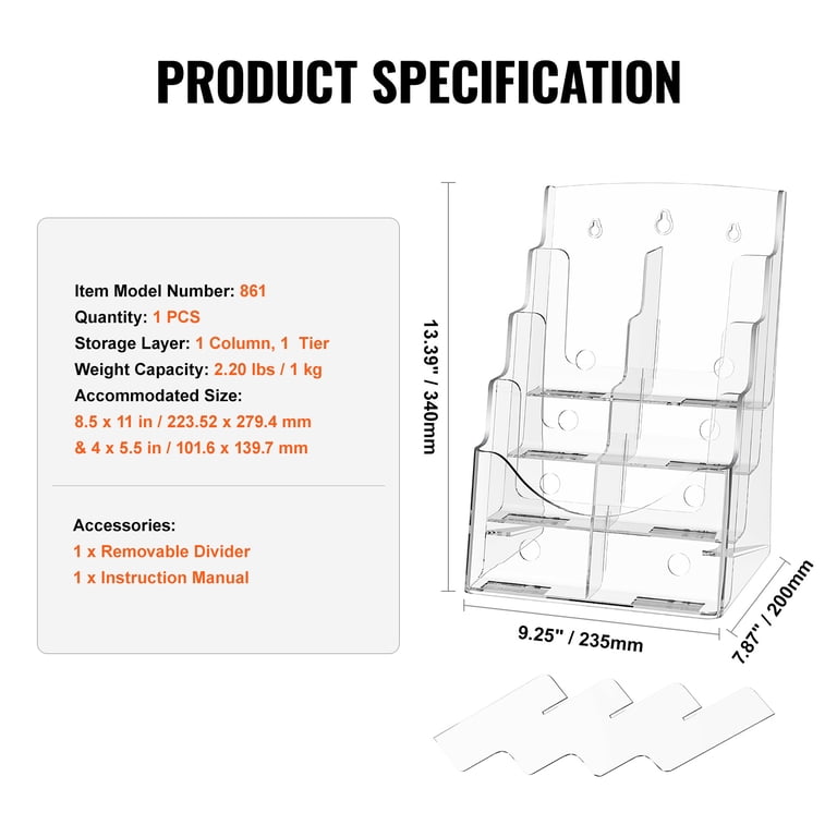 KFFKFF Acrylic Pamphlet Holder, 4-Level, 8.5x11" photo 7