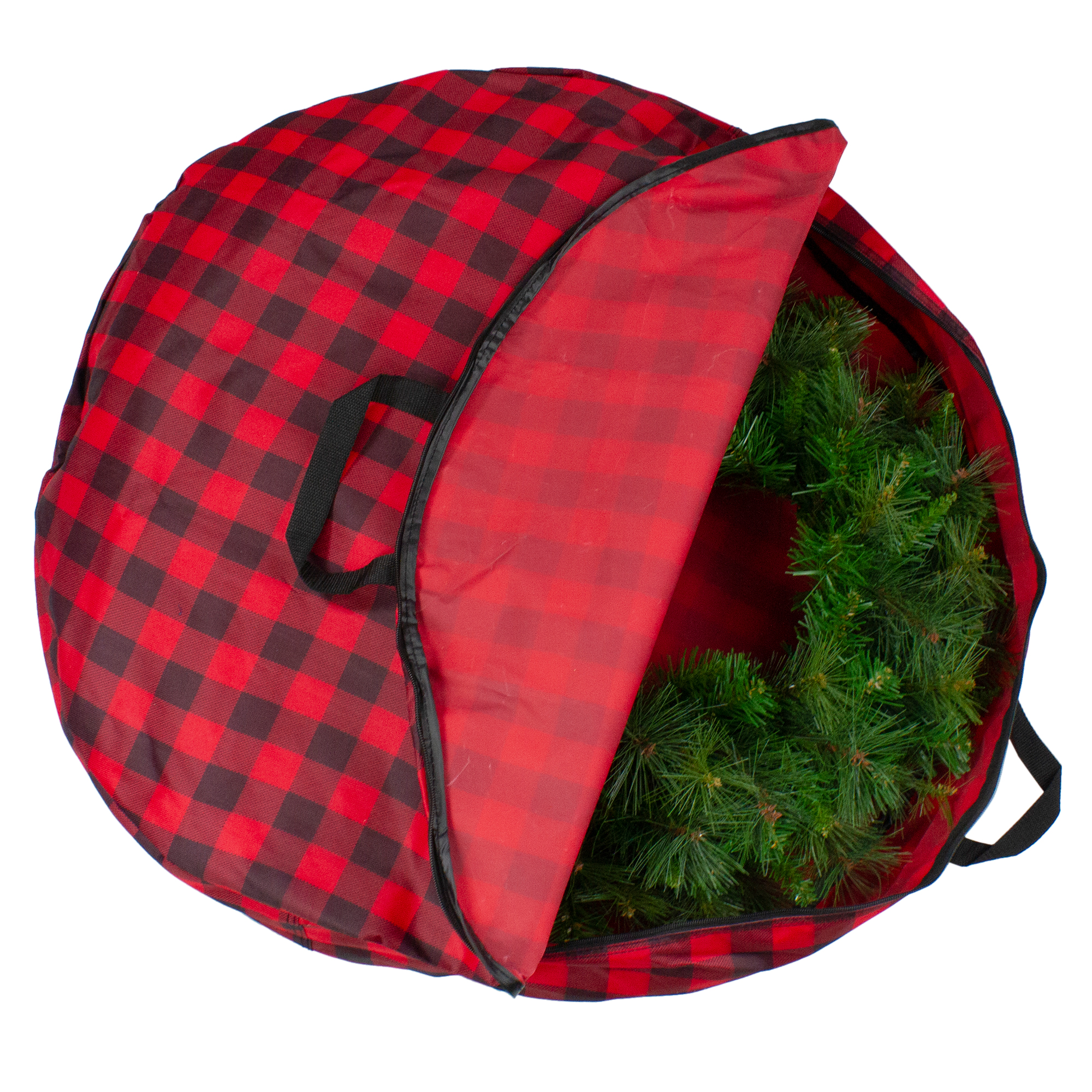 30" Heavy Duty Red and Black Plaid Christmas Wreath Storage Bag with Handles Walmart Canada