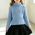 thumbnail image 4 of BXJX Girls Knit Sweaters, Long Sleeve Casual Warm Turtleneck Fall Pullover Tops Light Blue Size 9-10 T, 4 of 6