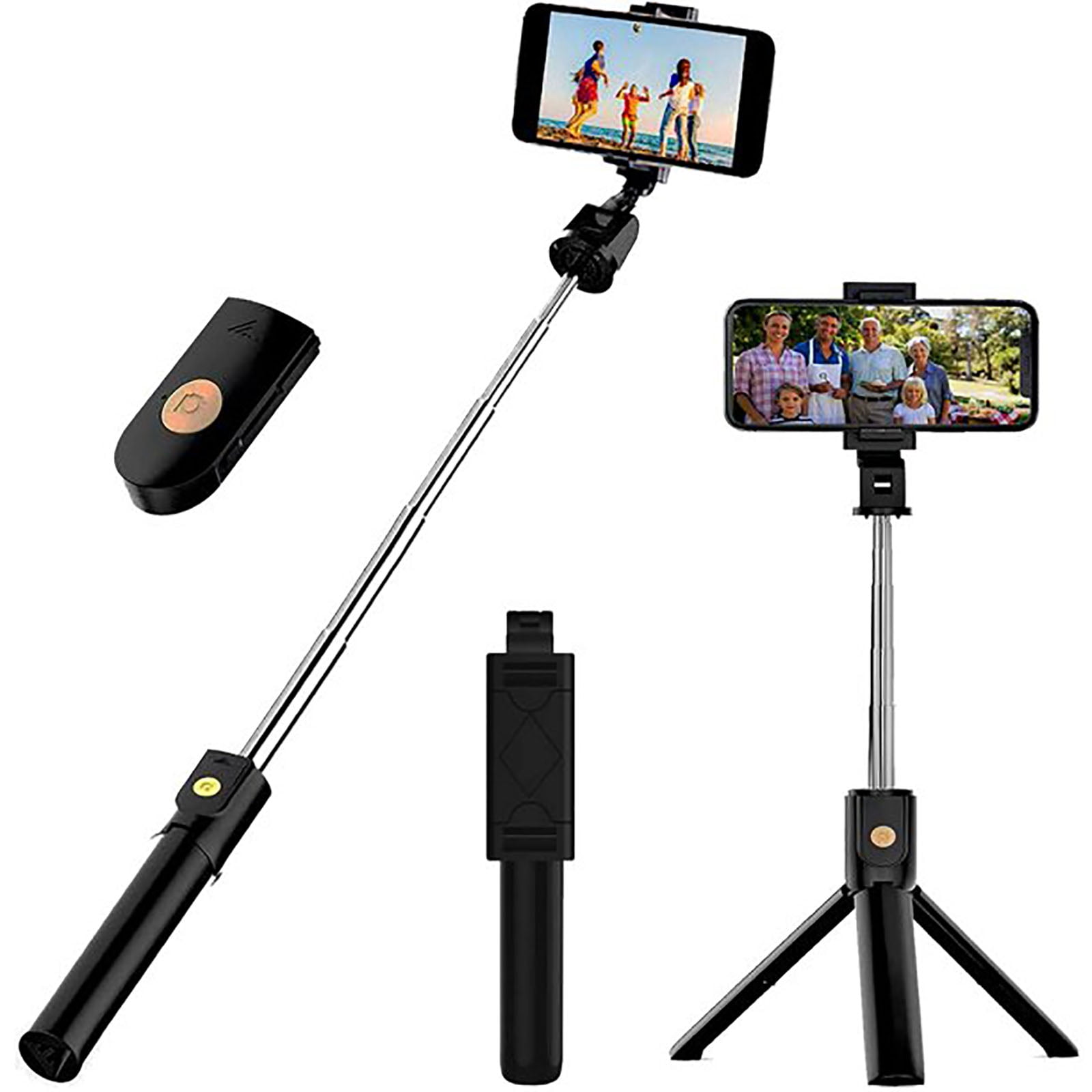 3 in 1 Extendable Selfie Tripod with Detachable Bluetooth Wireless Remote Holder Compatible with and Android Smartphone - Walmart.com