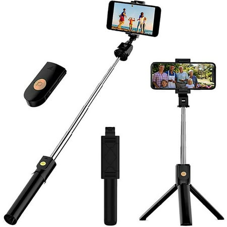 Image of 3 in 1 Extendable Selfie Stick Tripod with Detachable Bluetooth Wireless Remote Phone Holder Compatible with iPhone and Android Smartphone