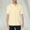 thumbnail image 2 of TQWQT Yellow Polo Shirt Men Short Sleeve Casual Summer Business Tops Plain Button Collared Classic Golf Shirts 2XL, 2 of 4