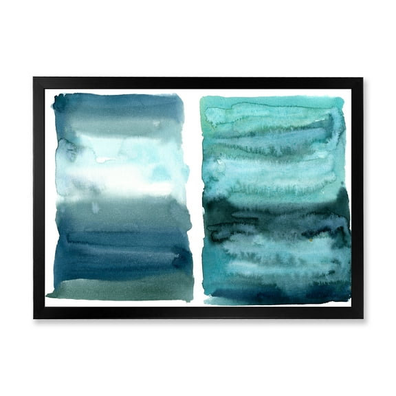 Designart 'Abstract Blue Ocean Aquatic Impression II' Modern Framed Art Print