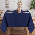 thumbnail image 6 of Litake Square Tablecloth Navy Blue Waterproof Stain Resistant Small Checkered Table Cloth Cover Protector for Dining Tabletop 52 x 52 Inch, 6 of 6