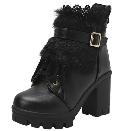 

Juebong Boots on Clearance 2023 Women’s Ankle Boots - Combat Boots for Women with Chunky Block High Heels Lace Up & Zipper Closure - Casual Shoes and Womans Booties for Fashion
