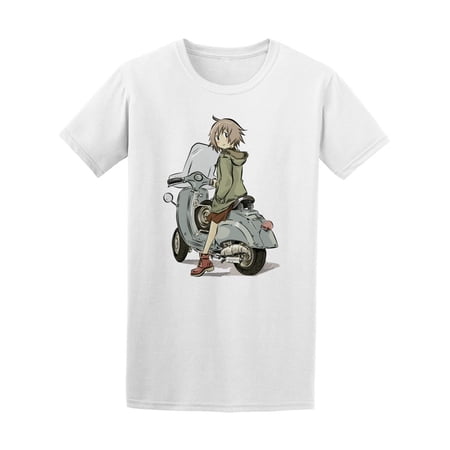 Cartoon Lady On Scooter T-Shirt Men -Image by Shutterstock Male 4X-Large