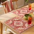 thumbnail image 4 of Burnt Orange Boho Placemats Set of 12 Ethnic Geometric Southwest Place Mats Indoor Wipeable Table Mats Washable Cloth Dining Table Placemats for Kitchen Holiday Party Home Decor 13x19 Inch, 4 of 9