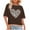 Brown, variant on Tops for Women Short Sleeve Love Printed Round Necked Casual Tops Hot Pink Womens Blouse