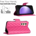 thumbnail image 4 of SaniMore Case for Samsung Galaxy S23 FE, PU Leather 3D Lattice Stylish for Girls Crossbody Lanyard Flip Kickstand Card Slots Cash Pocket Magnetic Clasp Full Protective Shockproof Wallet Shell, Rose, 4 of 9