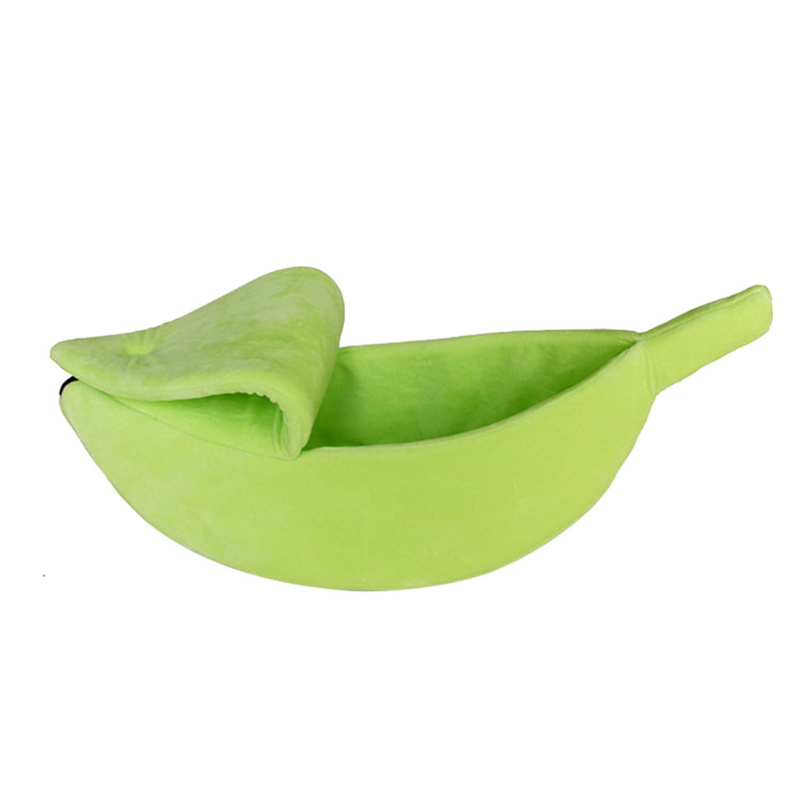 PureCasa Banana Shaped Soft Dog Cat Bed for Fall Winter, Short Plush Enclose Fluffy Pet Bed Kennel Cushion, Sleeping Pad for Small Cats Dogs, Modern Decor, Oval, 1 Pack, S 16"x6"x4", Green