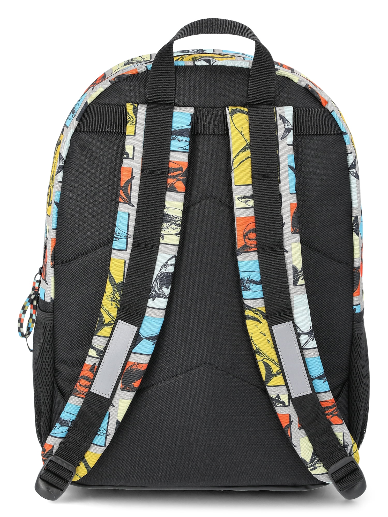 Wonder Nation Boys Colorblock Sharks 17" Laptop Backpack and Lunch Bag Set, 4-Piece, Black/Multi