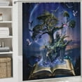 thumbnail image 5 of 4Pcs Fantasy Book Shower Curtain Set with Rugs, Toilet Lid Cover and Bath Mat, Moon Star Snow Tree Forest Blue Bathroom Curtains Decor Shower Curtains, 72" x 72", 5 of 8