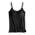 thumbnail image 2 of Womens Tops With Chest Pads One Camisole Thin Straps Underwear Sports Bottoming Shirt Tank Top for Women Plus Size Tops for Women Black Modal 5XL, 2 of 4