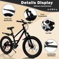 thumbnail image 3 of Aukfa 20" Mountain Bike for Boys Girls, 7-Speed Kids Bike with Front Disc Brake,Black, 3 of 8