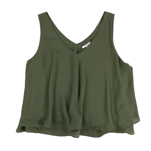 bar III Blusa de punto con dobladillo con volantes para mujer, verde, grande