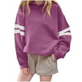 thumbnail image 2 of NAISIBABY Girls Long Sleeve Sweatshirt, Fleece-lined Soft Loose Striped Kids Casual Pullover Hoodie Tops Purple 7T, 2 of 3