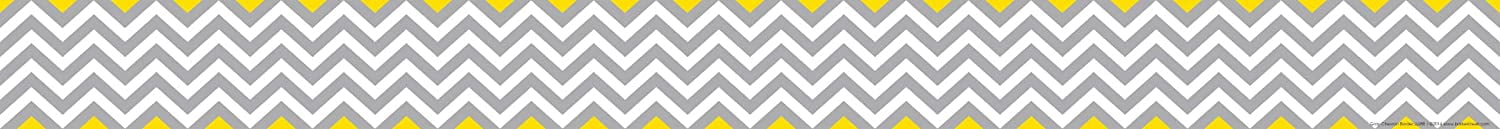 Barker Creek Double-Sided Border 2-Pack, Gray and Yellow Chevron , Decorate Galore with 70' of Border, Coordinating Designs Printed On Both Sides for Twice the Value, 3" x 70' (3691)
