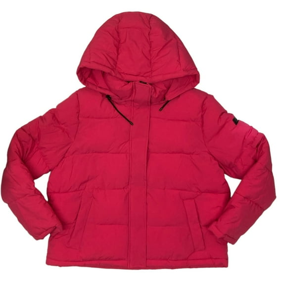 Calvin Klein Women's Modern Fit Water Resistant Hooded Puffer Jacket (Fuchsia, XL)