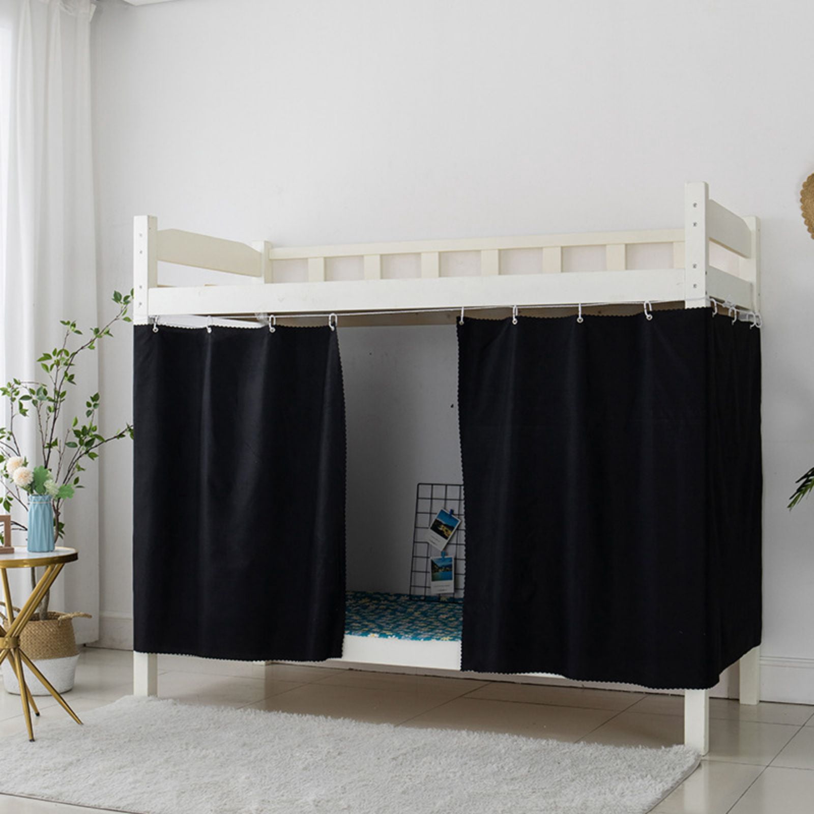 2 Panels Bottom Bunk Bed Curtains Privacy Curtains Breathable Dustproof Bed Blackout Curtains Privacy Cloth Panels Underbed Loft Bed Canopy Tent Curtain Shading Drapes for Dorm