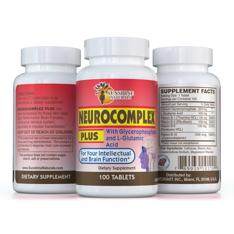 Sunshine Naturals Neurocomplex Plus Brain Booster Supplements, 100