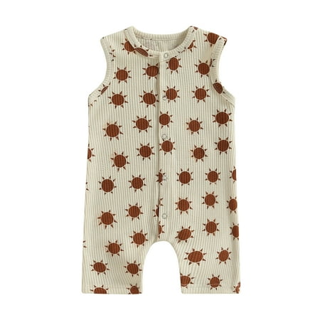 

Wassery Infant Baby Girls Jumpsuit Outfits Short Sleeve Crew Neck Summer Romper Sun Print Bodysuit for Newborn Casual Clothes 0-18 Months