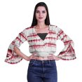 thumbnail image 4 of Moomaya Printed Womens Crop Top Wrap Style Top Wear Ruffle Long Sleeve Casual Summer Blouse, 4 of 6