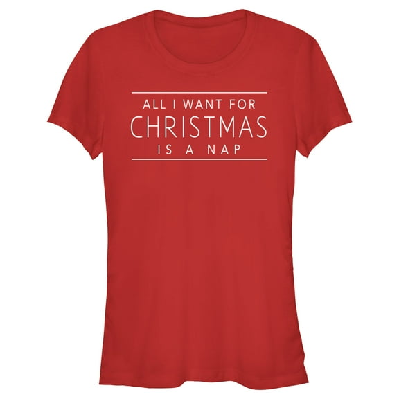 Junior's Lost Gods All I Want for Christmas Is a Nap Graphic Tee Red Large