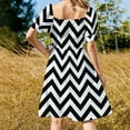 thumbnail image 4 of Black and White Zigzag Design Sleeveless Dress Wom's summer dress wedding dresses for woman bandage dress, 4 of 6