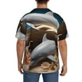 thumbnail image 3 of KLL Coral Fish Dolphin Print Men's Shirt Short Sleeve Button Down Summer Cuba Beach Shirts- 4X-Large, 3 of 5