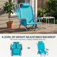 thumbnail image 3 of Ktaxon Backpack Beach Chair, 5-Position Protable  Beach Chair, Light-Weight Foldable Camping Chair with Back Storage Bag & Cooler Pouch and Side Bags for Beach Poolside (Low, Mint Green), 3 of 10