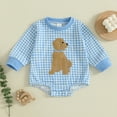 thumbnail image 4 of Miaouyo Baby Boy Romper Long Sleeve Round Neck Dog Embroidery Bodysuit Newborn Fall Playsuit, 4 of 10