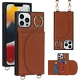 thumbnail image 3 of for iPhone 12/12 Pro Case with Card Holder for Women,Stand Ring Kickstand,Crossbody Lanyard,Credit Card Slots,Flip PU Leather Wallet Phone Casas(Brown), 3 of 17