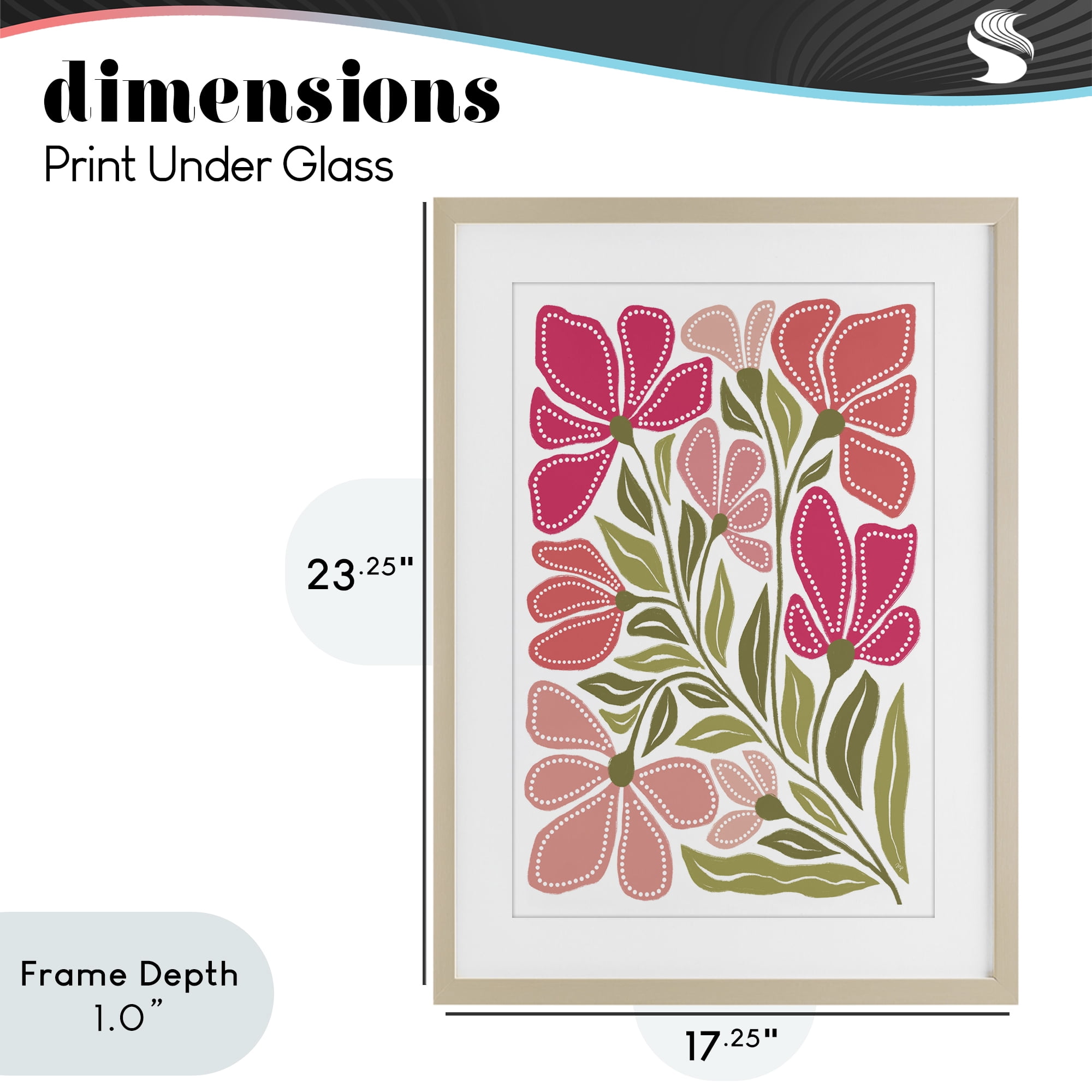 Stupell Industries Bold Midcentury Blooms Birch Framed Print Under Glass, design by Martina Pavlova