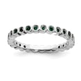 thumbnail image 1 of 925 Sterling Silver Created Emerald Stackable Ring Birthstone May Gemstone, 1 of 8