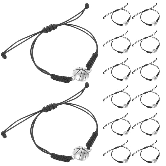 20pcs Braided Rope Basketball Charm Bracelets Adjustable Sport Bracelet Basketball Party Favors Unisex Jewelry for Sport Coaches