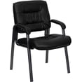 thumbnail image 1 of Silla de recepción lateral ejecutiva suave de cuero negro Flash Furniture BT-1404-BKGY-GG, 1 of 2