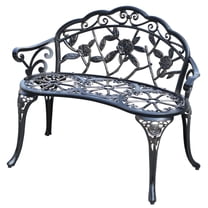 Outdoor Patio Bench Leisure Rose Chair, Outdoor Bench for Park, Cast Aluminum Bench for Garden, Lawn, Yard, Bronze