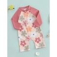 thumbnail image 2 of Argulvti Toddler Boy Girl Rash Guard Swimsuit Animal/Floral/Tree Print Long Sleeve Mock Neck Zip Bathing Suit, 2 of 7