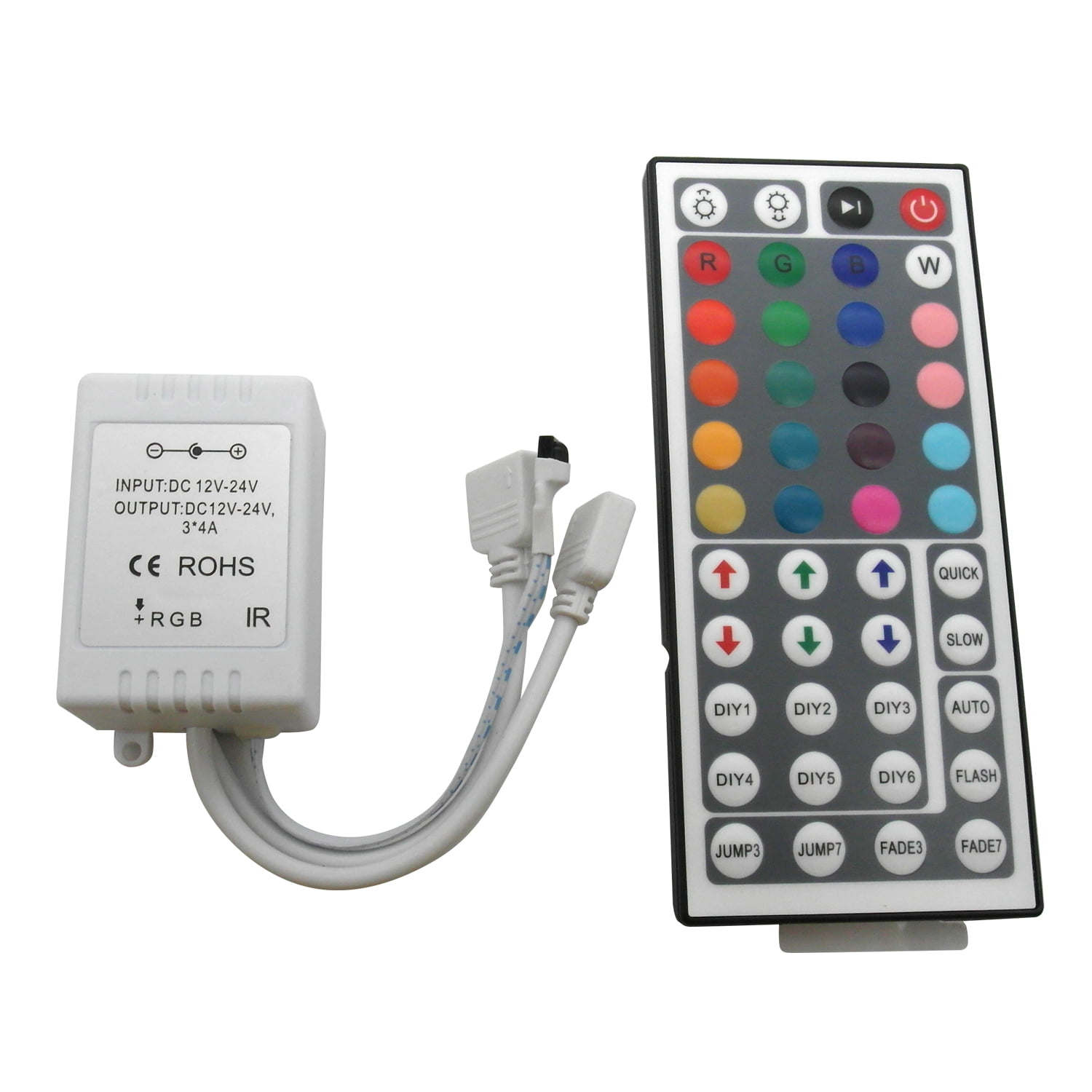 24/44 Keys IR Remote Controller 1/2 Output for 5050 RGB LED Strip Lights DC 12V