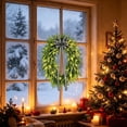thumbnail image 4 of 18" Pre-Lit Artificial Fern Wreath with Striped Bow, Rustic Farmhouse Warm LED Hanging Wreath,Indoor Outdoor Front Door Wall Mantel Holiday Decoration, 4 of 7