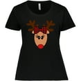 thumbnail image 3 of Inktastic Cute Girl Reindeer with Buffalo Plaid Bow Women's Plus Size T-Shirt, 3 of 5