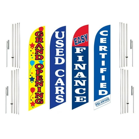4 Swooper Flags With 4 Pole Kits Grand Opening Used Cars Easy Finance Certified Pre Owned