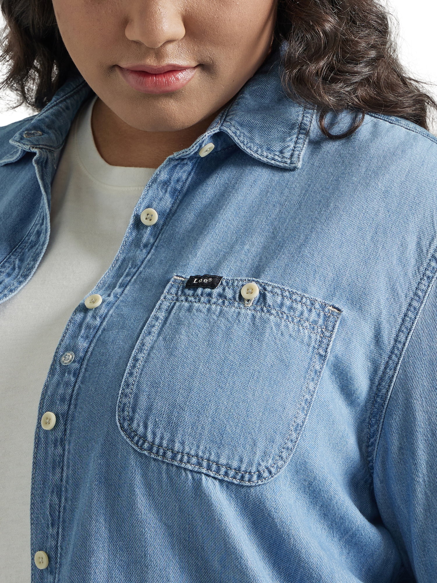 Lee Women’s Plus Heritage All Purpose Button Down Denim Shirt